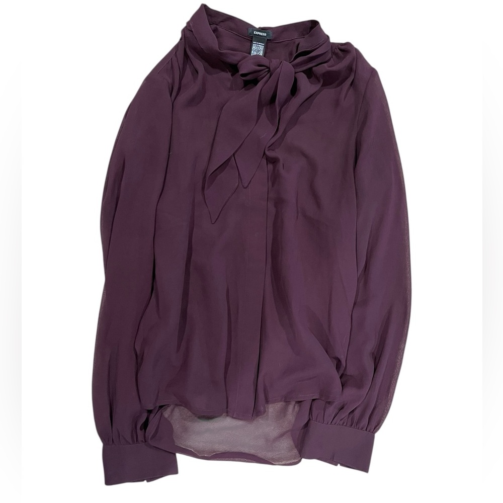 Express Deep Purple Women's Blouse Neck Bow